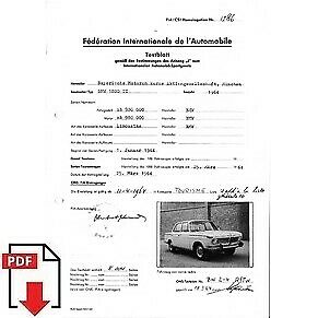 1964 BMW 1800 TI FIA homologation form PDF download